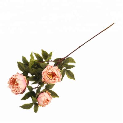 China Environmental Friendly Autumn 3 Heads Big Peony Artificial Flower For Funeral Home Decoration for sale