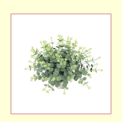 China Artificial Flower Leaves Artificial Wall Hanging Flower Plant Leaves Pots Silk Eucalyptus Decorative Bouquet for sale