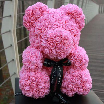 China Fashional Teddy Bear Flower Rose Artificial Red Rose Bear Mother's Day Gift for sale