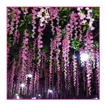 China Purple flower wall porcelain flowers wisteria vinespurple wisteria artificial flowers for wedding decor for sale