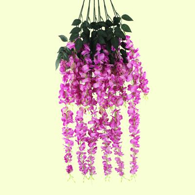 China Hanging Wisteria Artificial Flowers Hanging Leaves Bunga Wisteria Artificial Flower For Wedding Decoration Supplies for sale