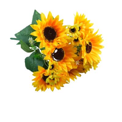 China Lusiaflower Artificial Silk Sunflower Environmental Handmade Bouquet For Wedding Home Decoration for sale