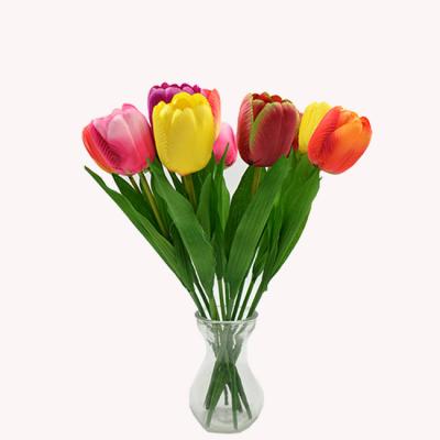 China Home Handmade Single Stem Tulip Artificial Flower Floris Decoration Tulip Silk Flower For Wedding Hotel Decor for sale