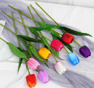 China Artificial Flower Silk Single Stem Natual Touch Tulip Cheap Tulip For Party Hotel Decor Cloth for sale