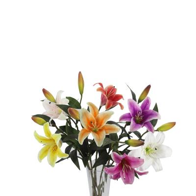 China Simple Silk Decoration 2 Flower Heads Artificial Easter Lily Flower Wedding for sale