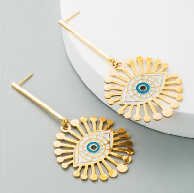 China LCD Temperature Display Europe and America Adorn Popular and Fashionable Classic Korea Blue Devil Long Eye Hollow-out Tassel Earring for sale