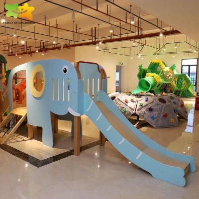 China Factory Price Wooden Elephant Guard Playground Equipment Kids Outdoor Indoor Playground Slide Toys for sale