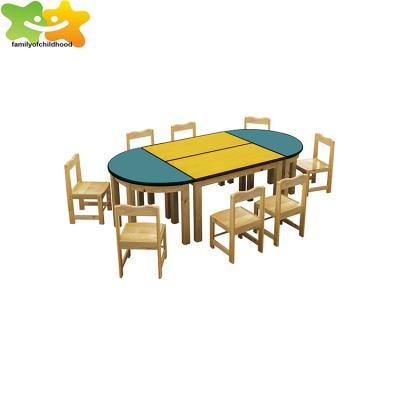 China Modern wooden dining table and kid chairs for nursery for sale