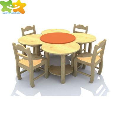 China School Sets School Furniture Wooden Flower Table For Children for sale