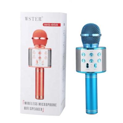 China Handheld Podcast Microph Microphone MIC Support TF USB MP3 Speaker BT WS 858 BT Microphone New Arrival Part WS858 Karaoke Handheld Home Radio for sale