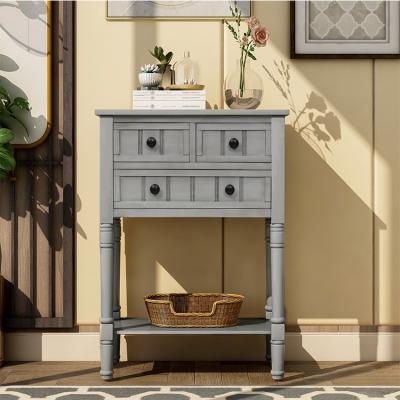 China Multifunctional Living Room Bedroom Console Table Sofa Table with Three Storage Drawers for sale