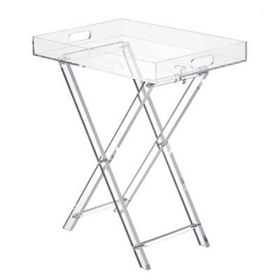 China (Size) Modern Folding Acrylic Tray Table Coffee Table Acrylic End Table Adjustable Clear For Home for sale