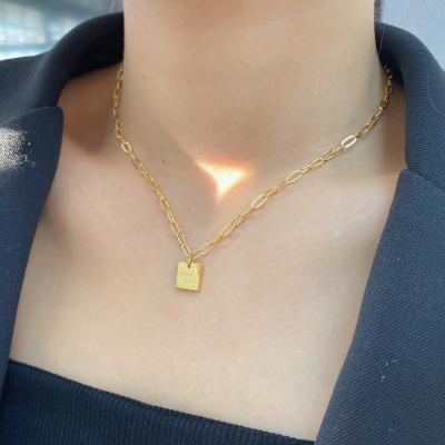 China Good Luck CLASSIC Trendy Hot Sale Gold Thin Layer Necklace Stainless Jewelry For Women Klein Jewelry for sale