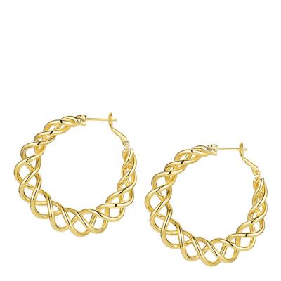 China Vintage Popular High Quality Brass Gold Plated Irregular Twisted Hollow Circle Earrings Jewelry For Women Klein Jewelry for sale