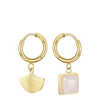 China Latest Vintage Fashion Gold Plated Stainless Steel Lady Klein Jewelry Jade Drop Earring Jewelry For for sale