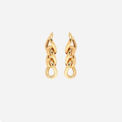 China 2021 Big TRENDY Trendy 18K Gold Filled Vintage Drop Chain Link Brass Earrings Wholesale For Women Gift Klein Jewelry for sale