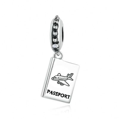 China Klein's 925 Sterling Silver Passport Airplane Charm Jewelry Fit Beading and Bracelet Travel Jewelry Making for sale