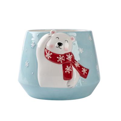 China Eco - Friendly European Polar Bear Shaped Large Ceramic Flower Pot for sale