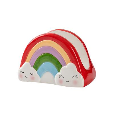 China Eco - Friendly Restaurant POS Creative Rainbow Shape Ceramic Napkin Holder for sale