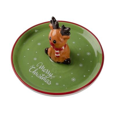 China Beautiful and Useful High Quality Reindeer Shaped Jewelry Display Christmas Jewelry Dish for sale