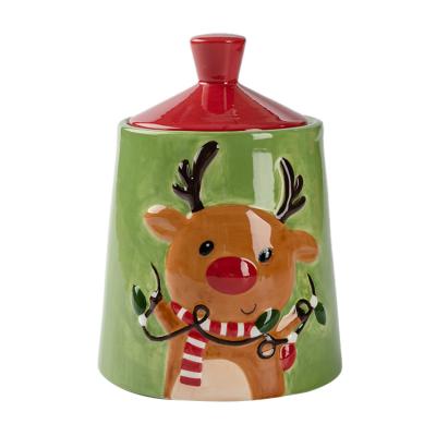 China Beautiful and Useful Customized Coffee Tea Sugar Pasta Storage Christmas Reindeer Shaped Sugar Jar for sale