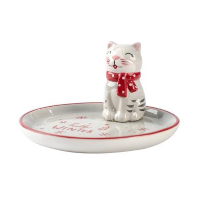 China Beautiful And Useful Custom Logo High Quality Cat Shape Ceramic Jewelry Dish From Jewelry Maker for sale