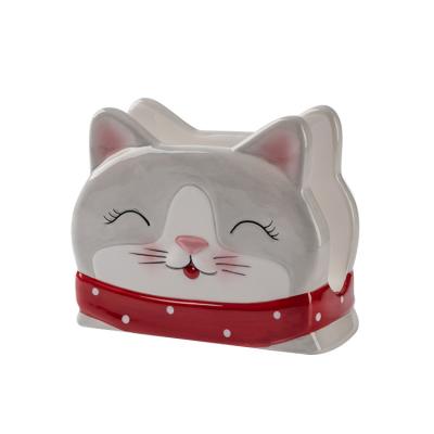 China Eco-Friendly Party Event Tissue Box Kitty Shape Napkin Holder Ceramic for sale