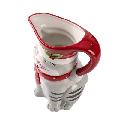 China Sustainable Coffee Foaming Pitcher Pitcher Insulated Kitty Shaped Ceramic Pitcher for sale