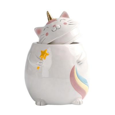 China Viable Food Packaging Customized Cat Shaped Cookie Jar for sale