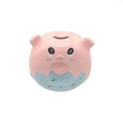 China Beautiful And Useful Saving Money Puppy And Donut Design Ceramic Animal Coin Bank for sale