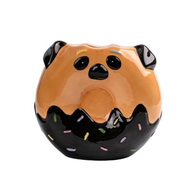 China Beautiful And Useful Saving Money Puppy And Donut Design Ceramic Animal Coin Bank for sale