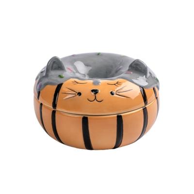 China Girls Jewelry Organizer Kitty And Donut Design Jewelry Ceramic Box for sale