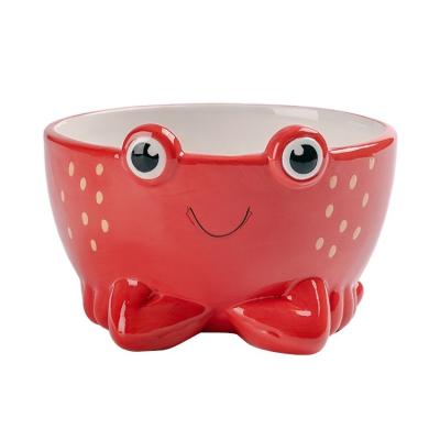 China Viable Personalized Ceramic Logo Cartoon Crab Shaped Salad Bowl for sale