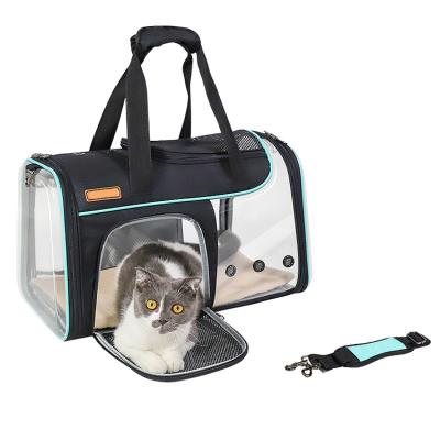 China New LDLC Breathable Transparent Portable Pet Bag Folding Pet Obvious Out Bag Folding Cat Bag for sale