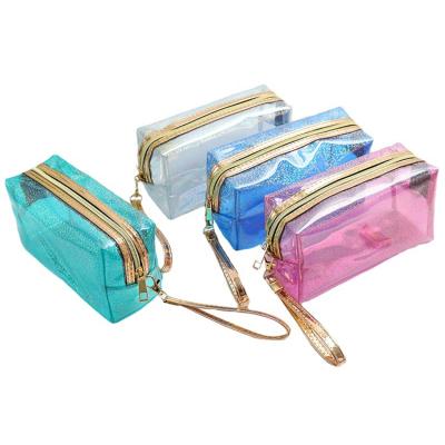 China Custom Small Lady Travel Water Proof PVC Large Capacity Clear Logo Cosmetic Bags Makeup Bag for sale