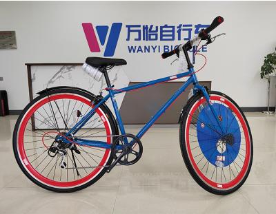 China Bicicleta de carreras de carretera de acero de alto carbono 700c con neumático de aire de 6 velocidades en venta