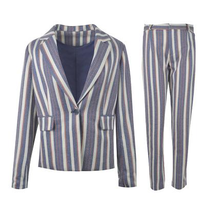 China High fahione anti-shrink striped lady women blazer office jacket and culottes business women blazer suits for sale