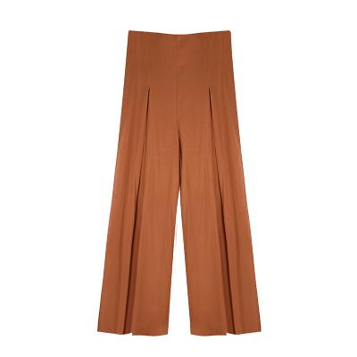 China New Style Wide-Leg Pants Fashion Breathable Orange High Waist Design Slim Pants For Women for sale