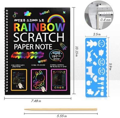 China Wholesale Europe Rainbow Spiral Magic Binding Black Paper Sketch and Scratch Art Book for Kids for sale