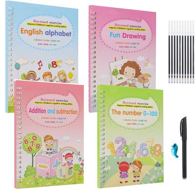 China Arabic English French Reusable Spiral Custom Language Writing Practice Notebook Sunk Magic Notebook for Kids for sale