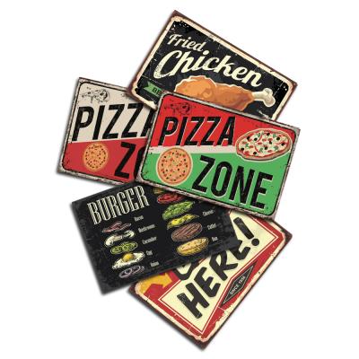 China Wholesale American Burger Sign Metal Tin Sign Plaque Kitchen Restaurant Wall Decor for sale