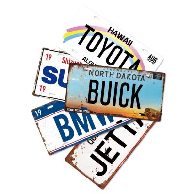 China American National Style Car Brand License Plate Tin Printing Art Garage Bar Metal Plate Decor for sale