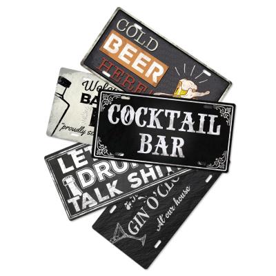 China 15*30cm Gray Card Plate Beer Culture Metal Sign Vintage American Tin Wall Sign Home Bar Club Decor for sale