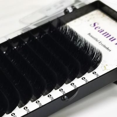 China Matte Black 25Mm Long Fast Fanning Eyelash Extension Cashmere Mink Natural Tapered Volume Easy Fanning Lashes Trays for sale