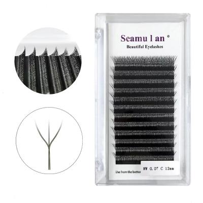 China Wholesale Logo Matte Black Volume Silk Curl 6D 5D 4D 3D W Shape Soft Lash Extensions Wispy W Shape for sale