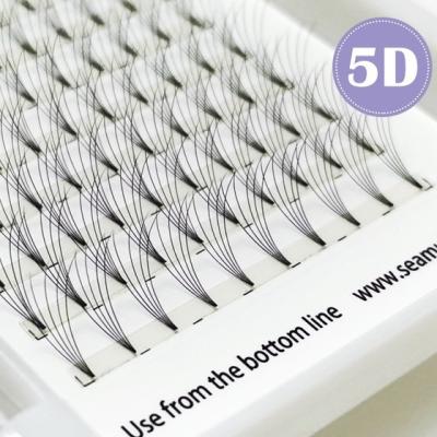 China Custom Handmade 5D Long Lash Extension Supplies Pointy Base Premade Eyelash Fans Natural Box Packing Heat Bonded False Eyelashes for sale