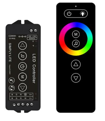 China Lighting controller RF RGB and RGBW audio controller for LED stirp with Ultra-thin rechargeable remote control for sale