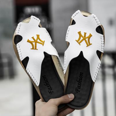 China Hot Selling Slippers Custom Popular Fashion Design PU Men Sandals High Quality Summer Flat Waterproof Slipper Wholesale New for sale