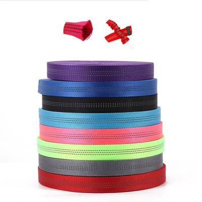 China High Tenacity Nylon reflective webbing hollow PET ribbon traction rope color webbing for sale