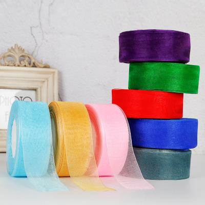 China Other 4cm transparent color snow ribbon cake gift packaging DIY Rose Butterfly Ribbon Ribbon for sale